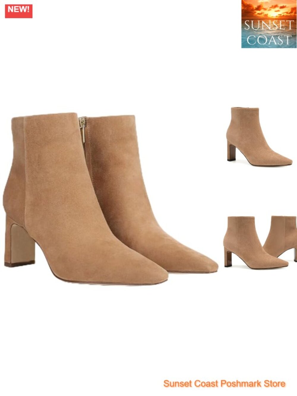 Suede Pointed Toe Chunky Heeled Ankle Boots for Women